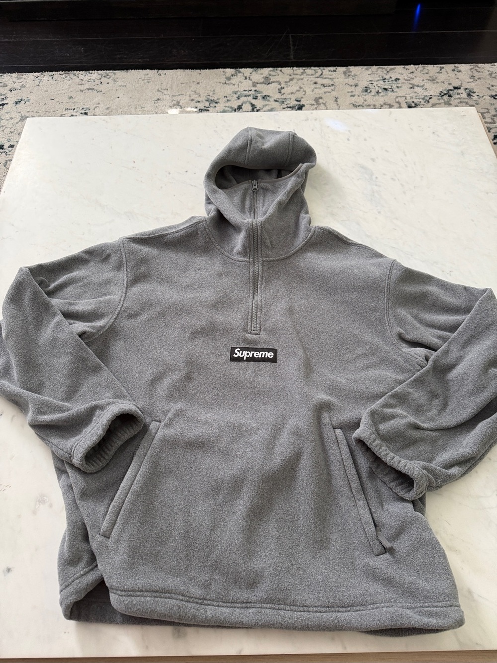 Supreme Polartech Facemask Gray Fleece Half-Zip Pullover FW24 Size Large